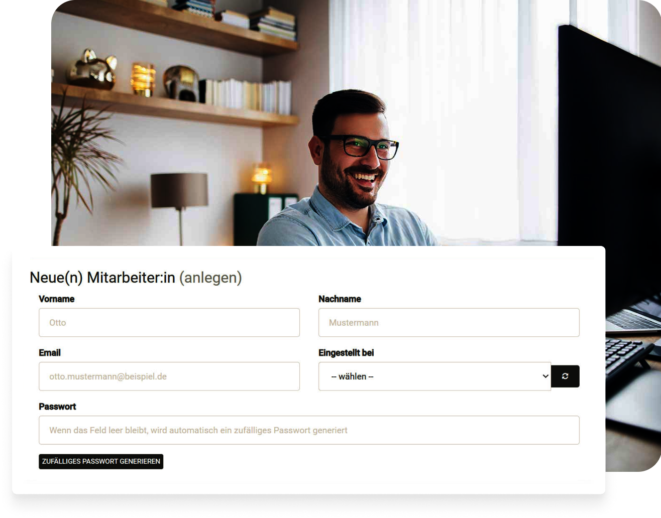Benutzeroberfläche von FlexStaff zur Anlage neuer Mitarbeiter