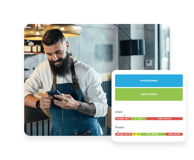 Mitarbeiter in der Gastronomie macht Pause mit FlexStaff
