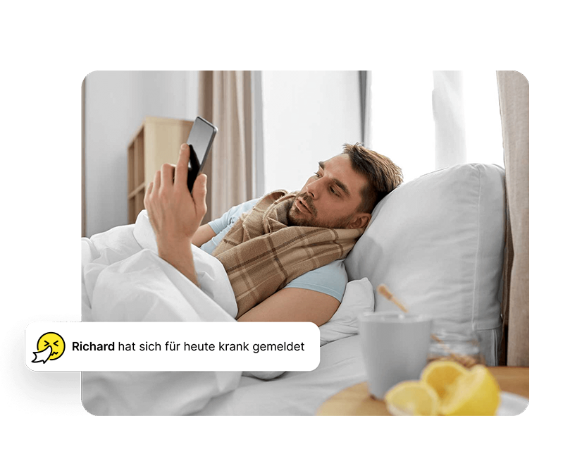 Mann meldet sich über FlexStaff krank